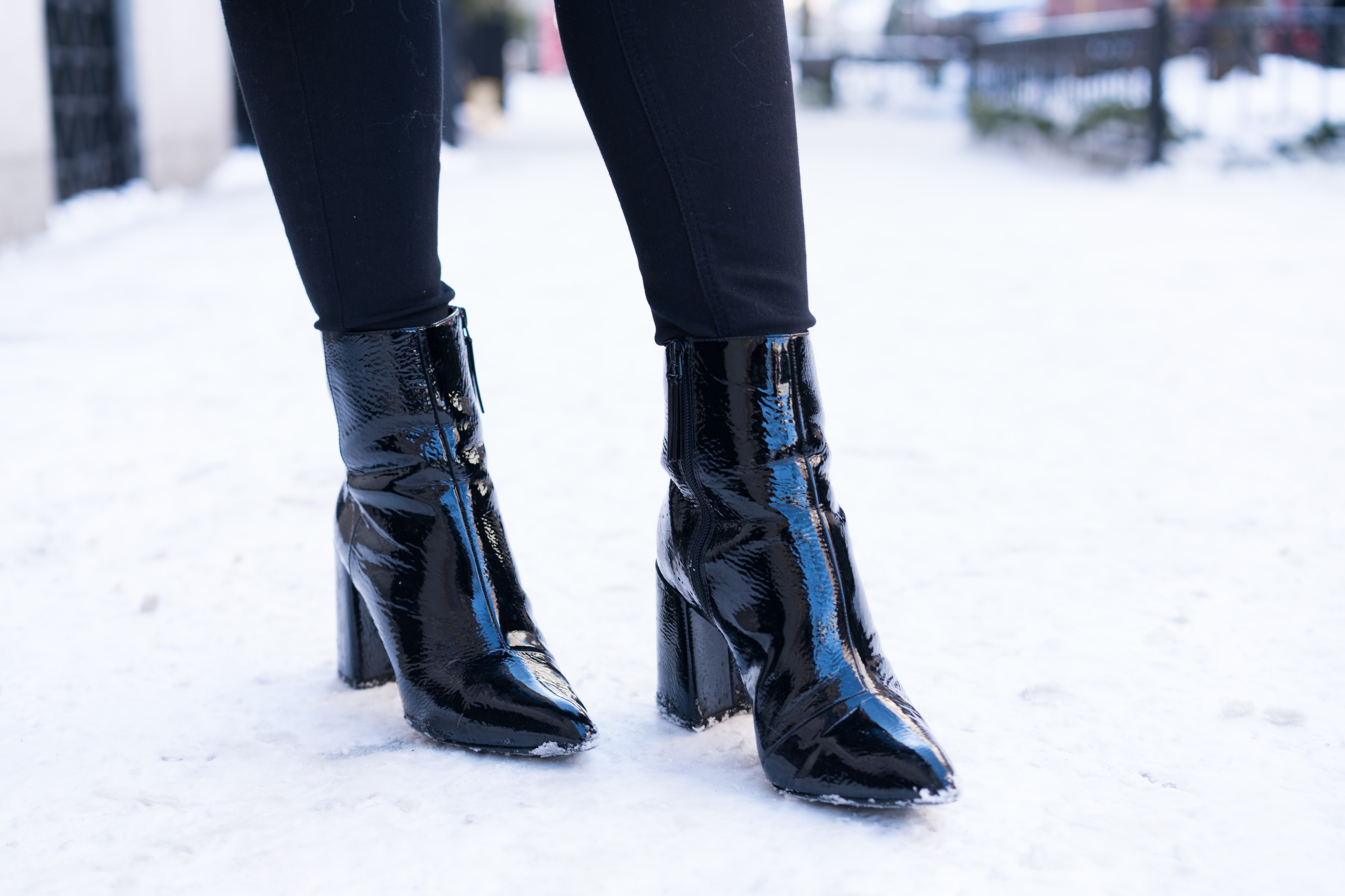 Patent leather boots